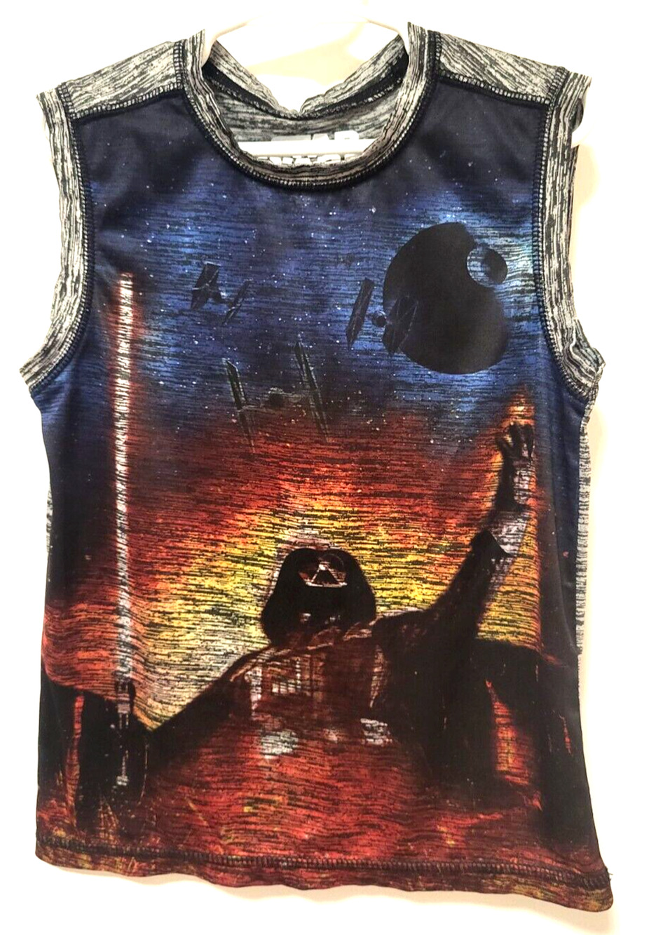Star Wars DARTH VADER Tank Top Death Star Gray Heather Boys Small 6-7
